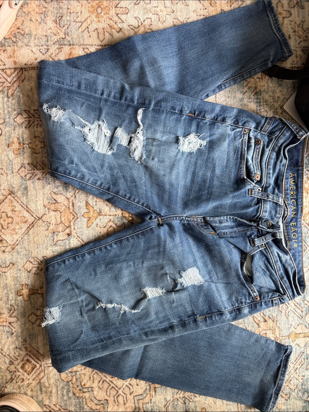 American Eagle Outfitters Distressed Blue Skinny Jeans 29x32
